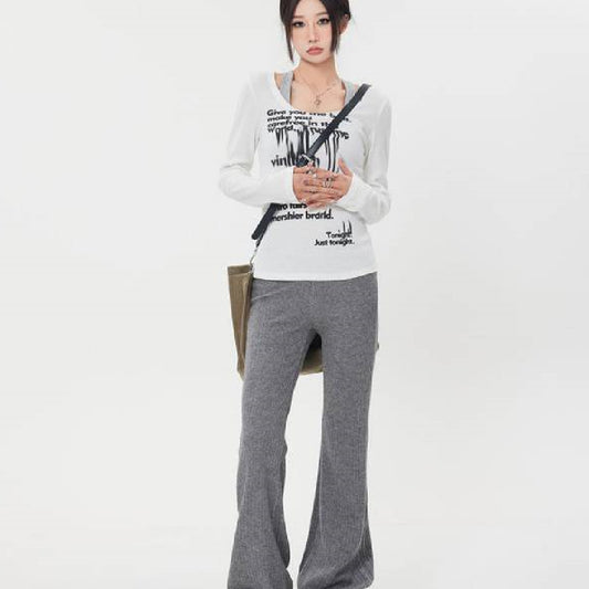 High Waist Knit Casual Pants For Women